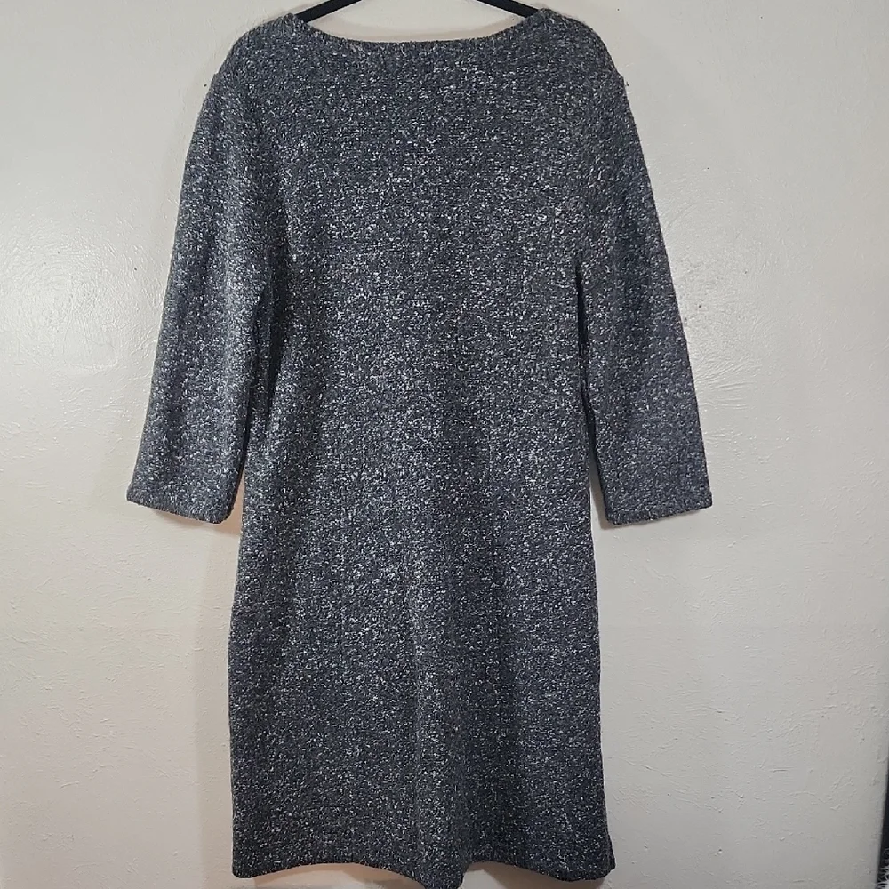 The Territory Ahead Wool Mix Charcoal 3/4 Sleeve Sweater Dress XL
